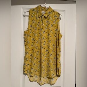 Rachel Zoe Yellow Floral Sleeveless Blouse